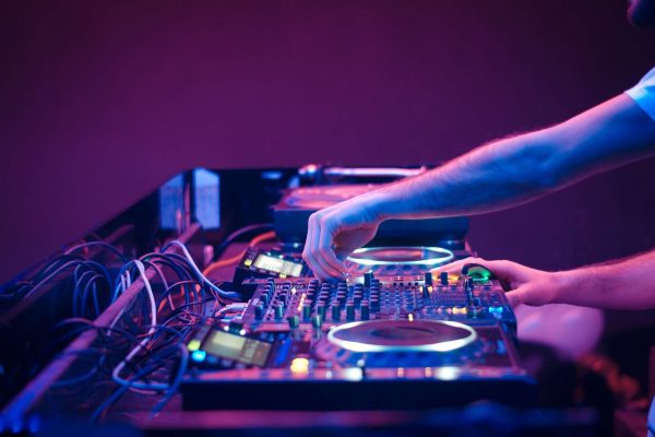 DJ sound equipment at nightclubs and music festivals, EDM, future house music and so on DJ sound equipment at nightclubs and music festivals, EDM, future house music and so on